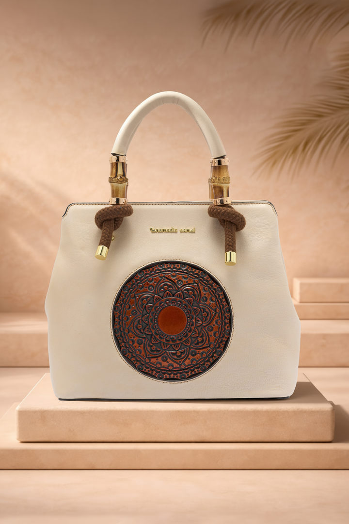 Laila Women's Genuine Leather Handbag - Ivory
