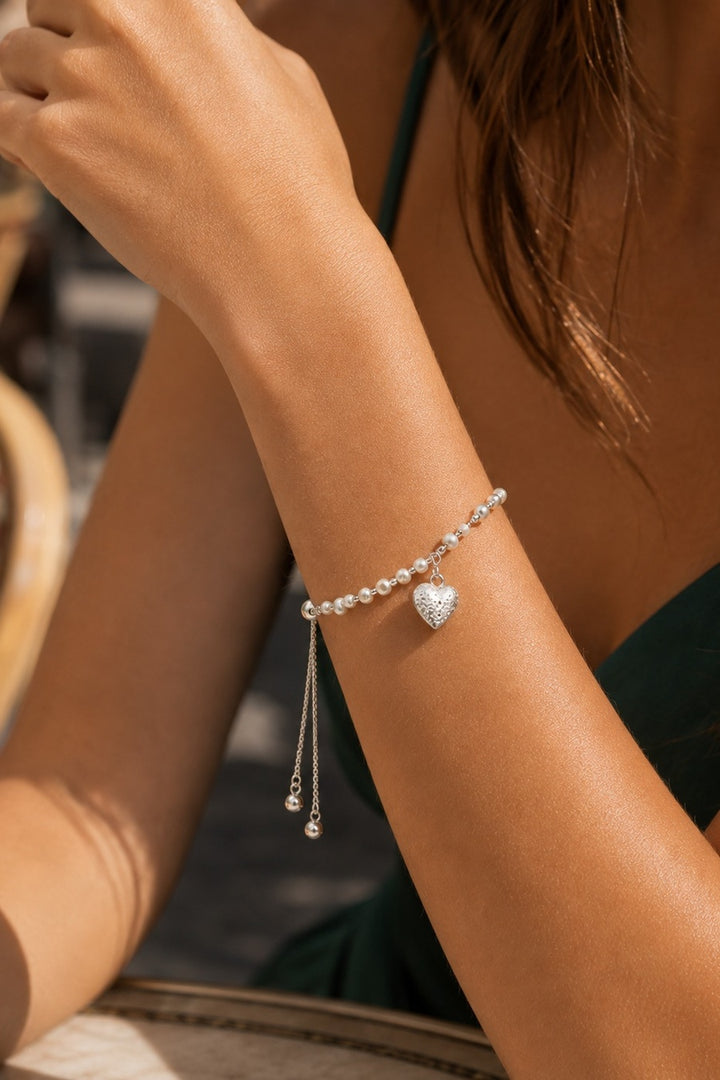 Pearly Sterling Silver Zircon Bracelet