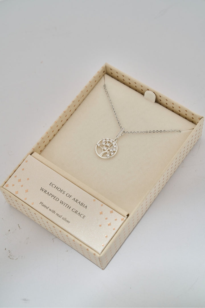 Tree of Life Sterling Silver Zircon Necklace