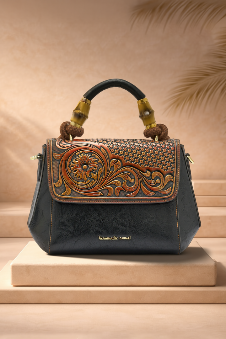 Aura Women's Genuine Leather Handbag - Black