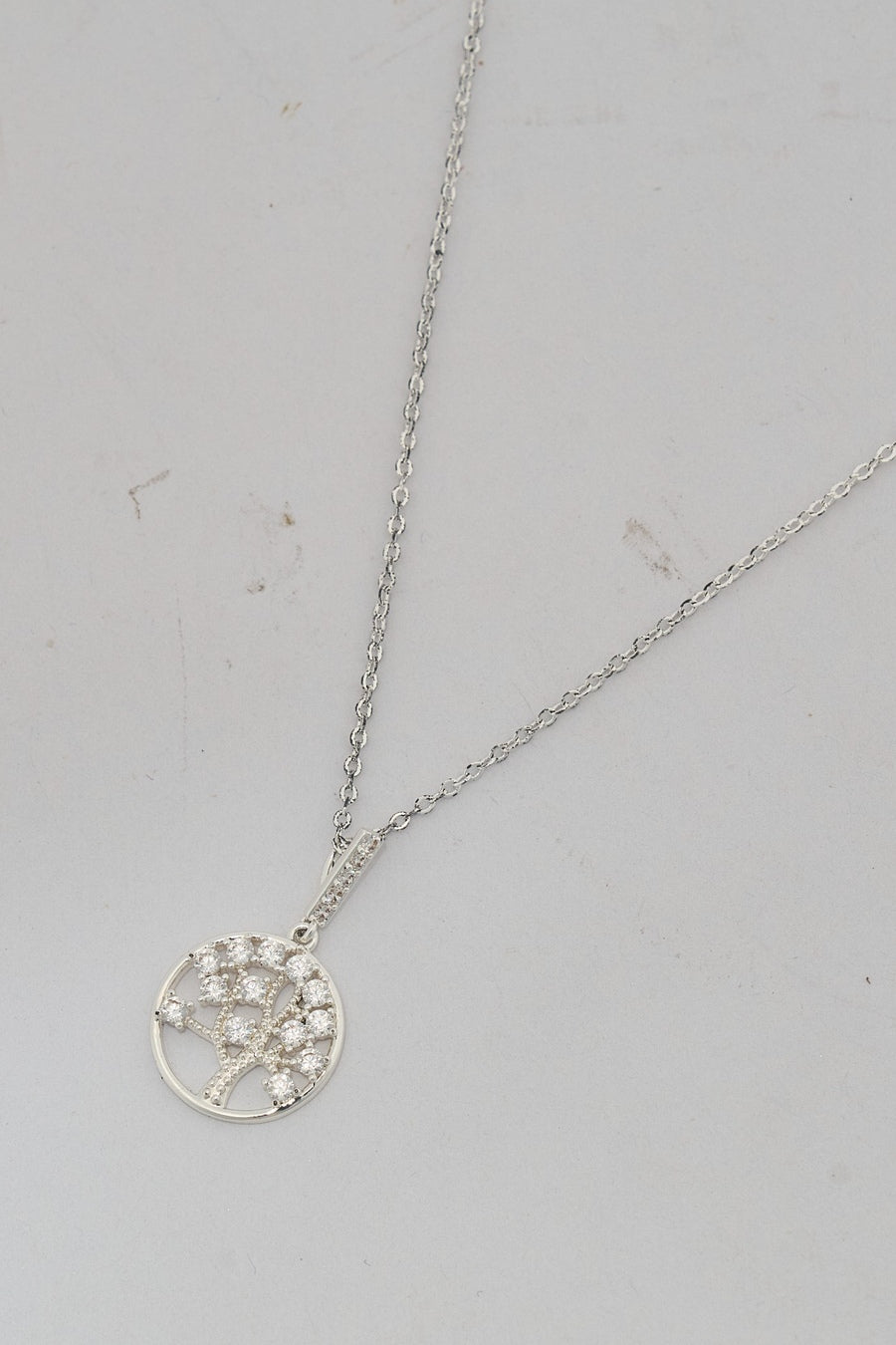 Tree of Life Sterling Silver Zircon Necklace
