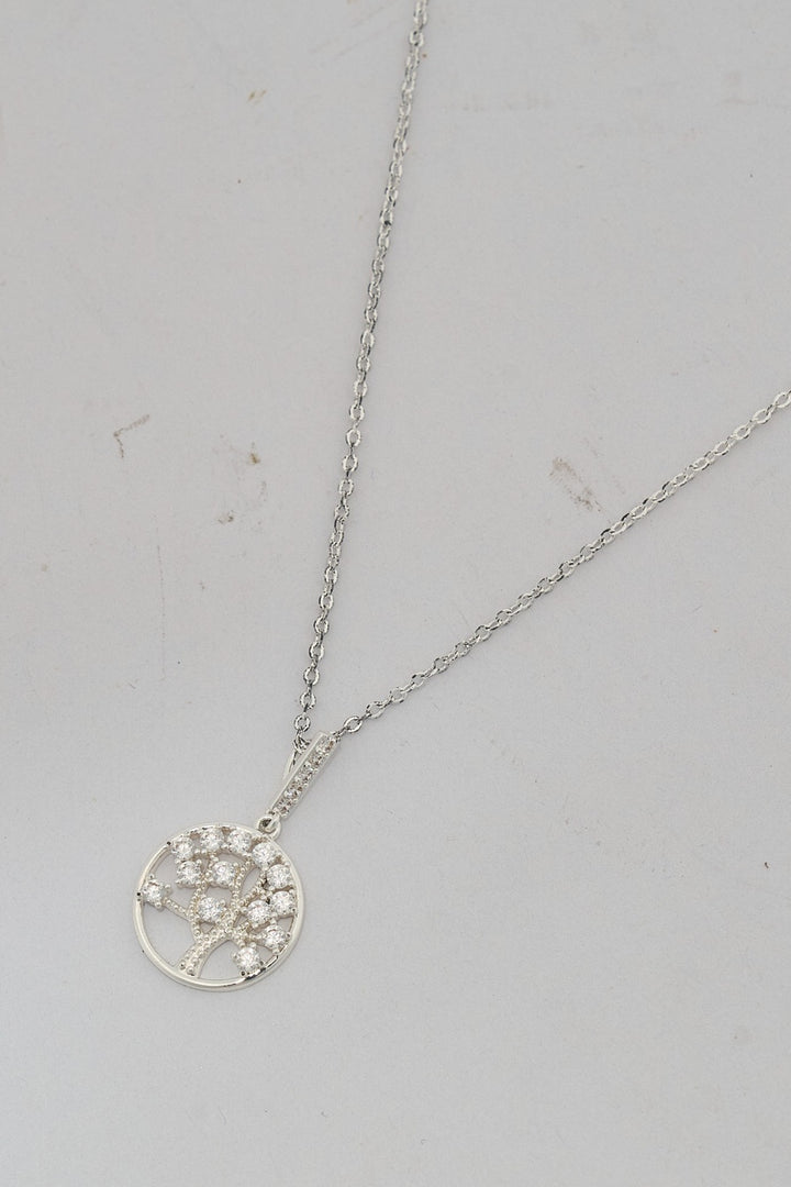 Tree of Life Sterling Silver Zircon Necklace