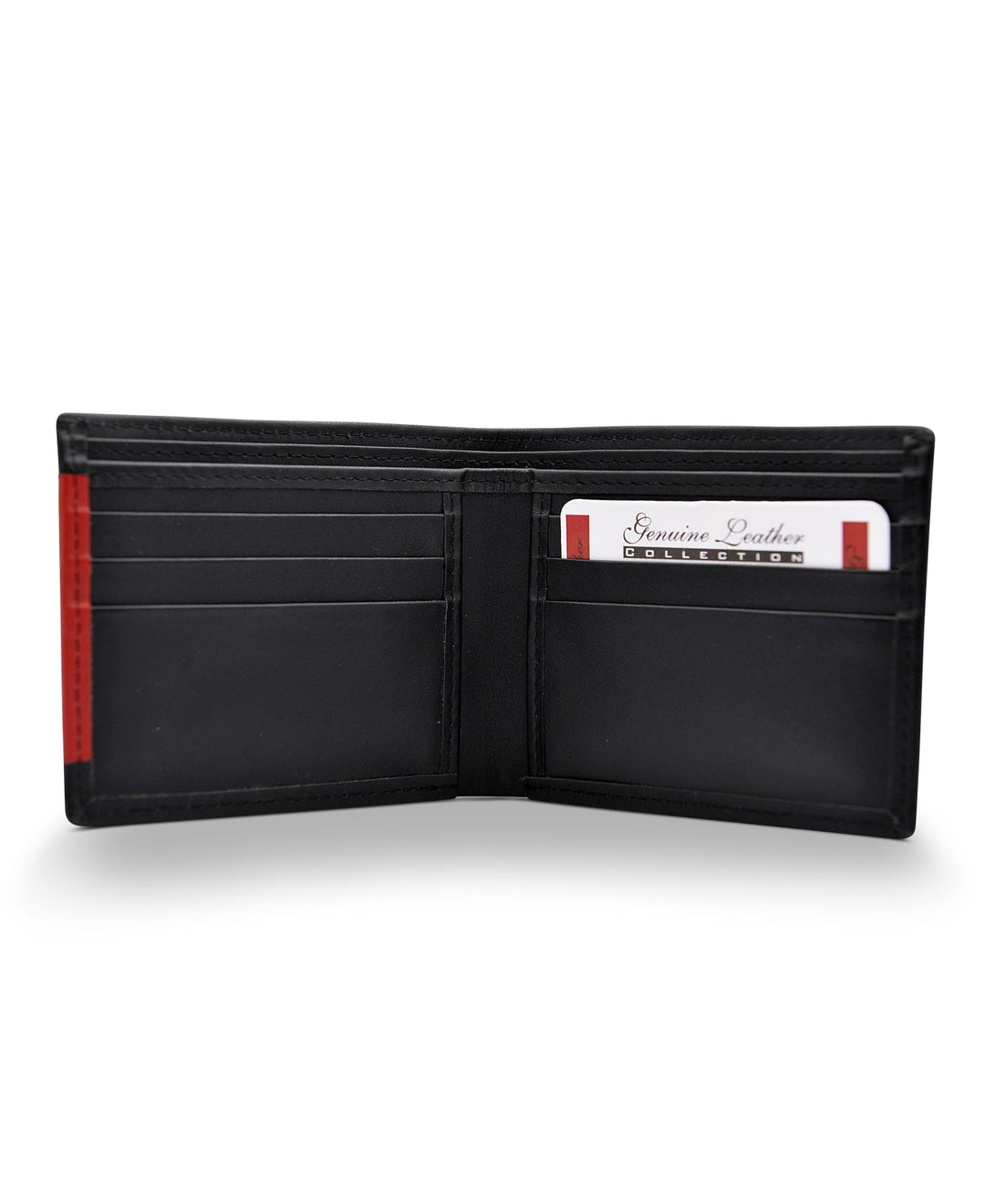 Men's Bi Fold Slim Wallet Soft Black Orange Genuine Leather RFID Blocking