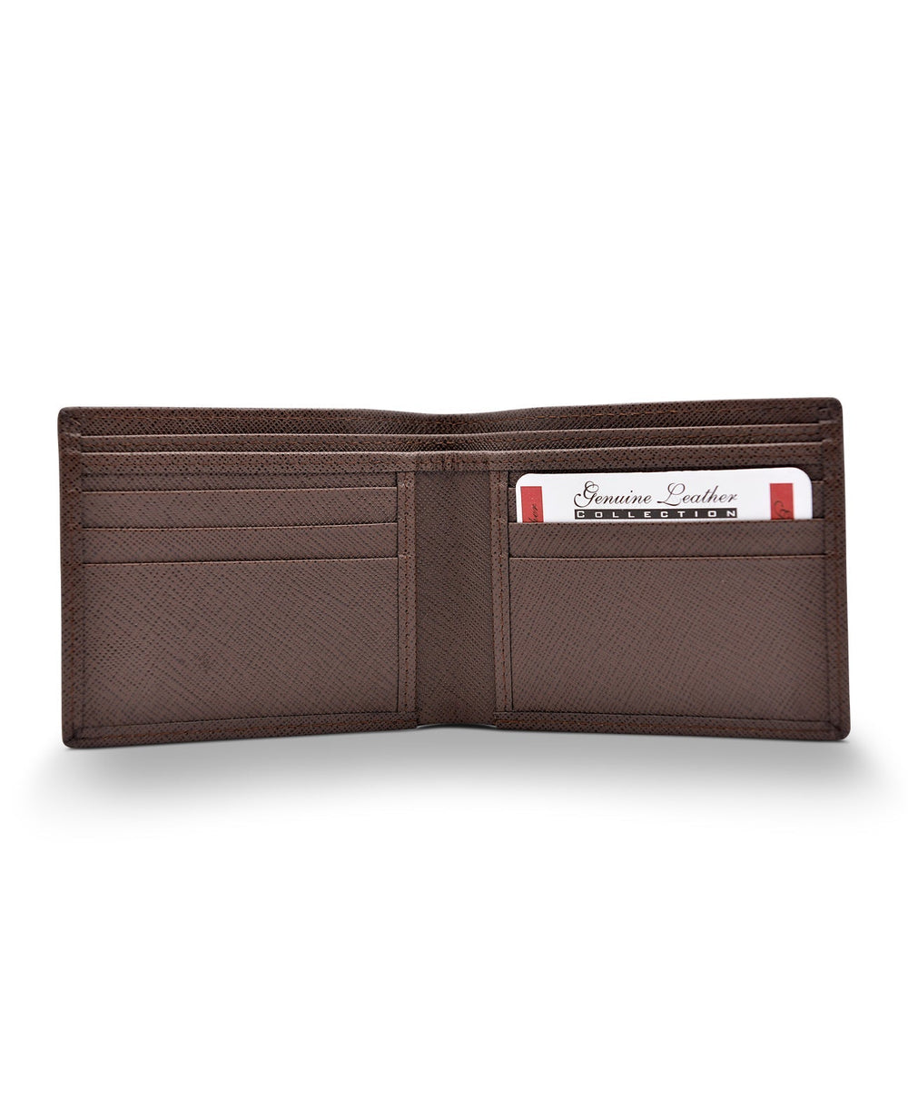 Men's Bi Fold Slim Wallet Metallic Brown Genuine Leather RFID Blocking