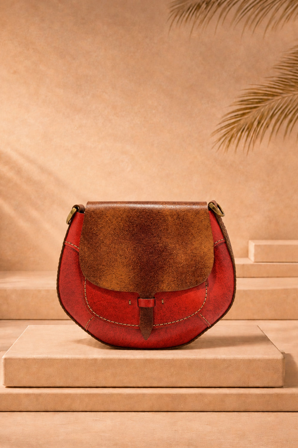 Lina Genuine Leather Handbag - Rust