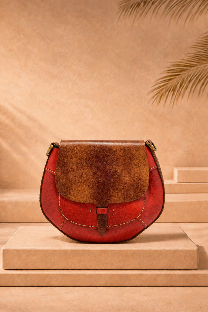 Lina Genuine Leather Handbag - Rust
