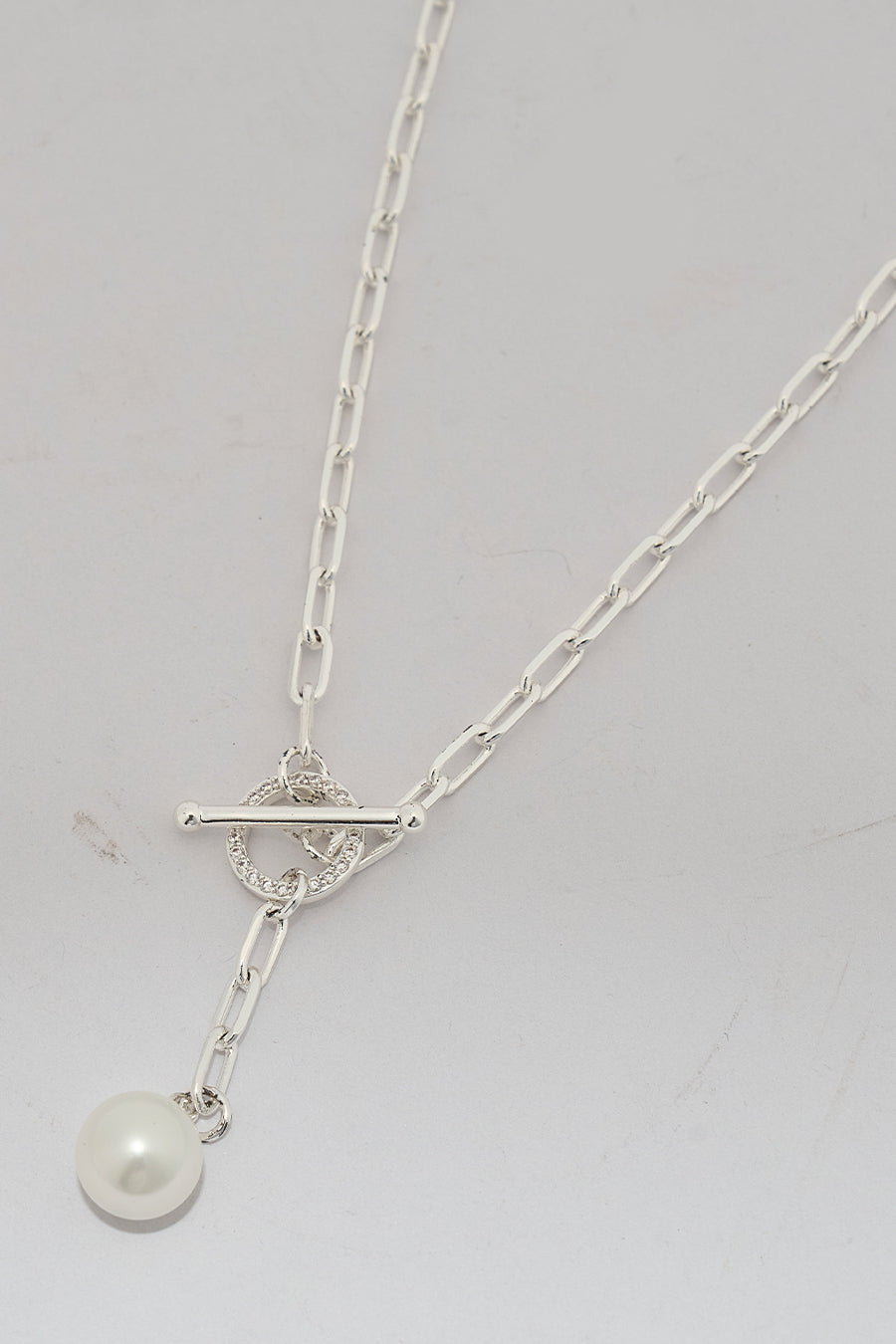 Pearl Drop Sterling Silver Zircon Necklace