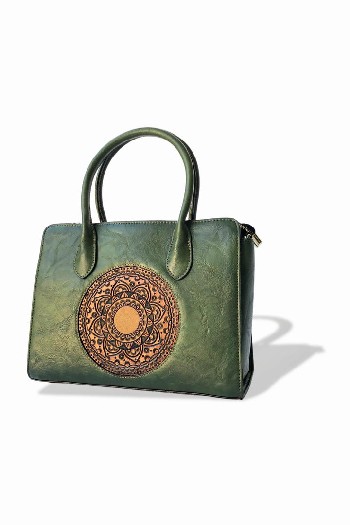 Elegance Women's Genuine Leather Handbag - Hunter Green
