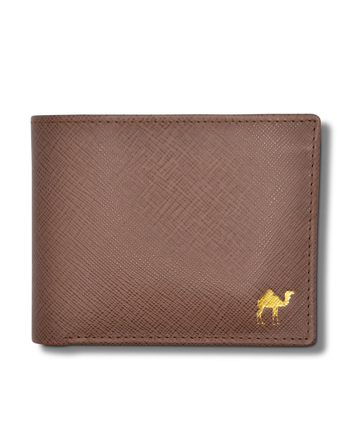 Men's Bi Fold Slim Wallet Metallic Brown Bronze Genuine Leather RFID Blocking