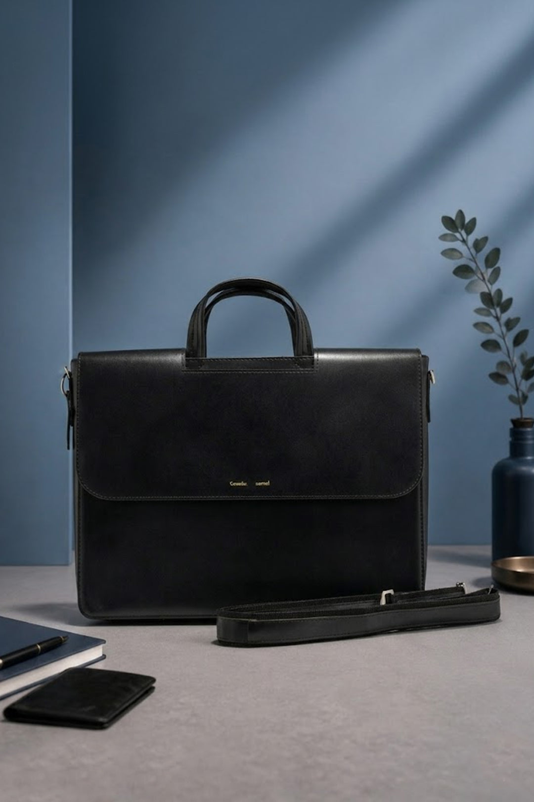 Alfredo Men's Genuine Leather Laptop Bag - Black
