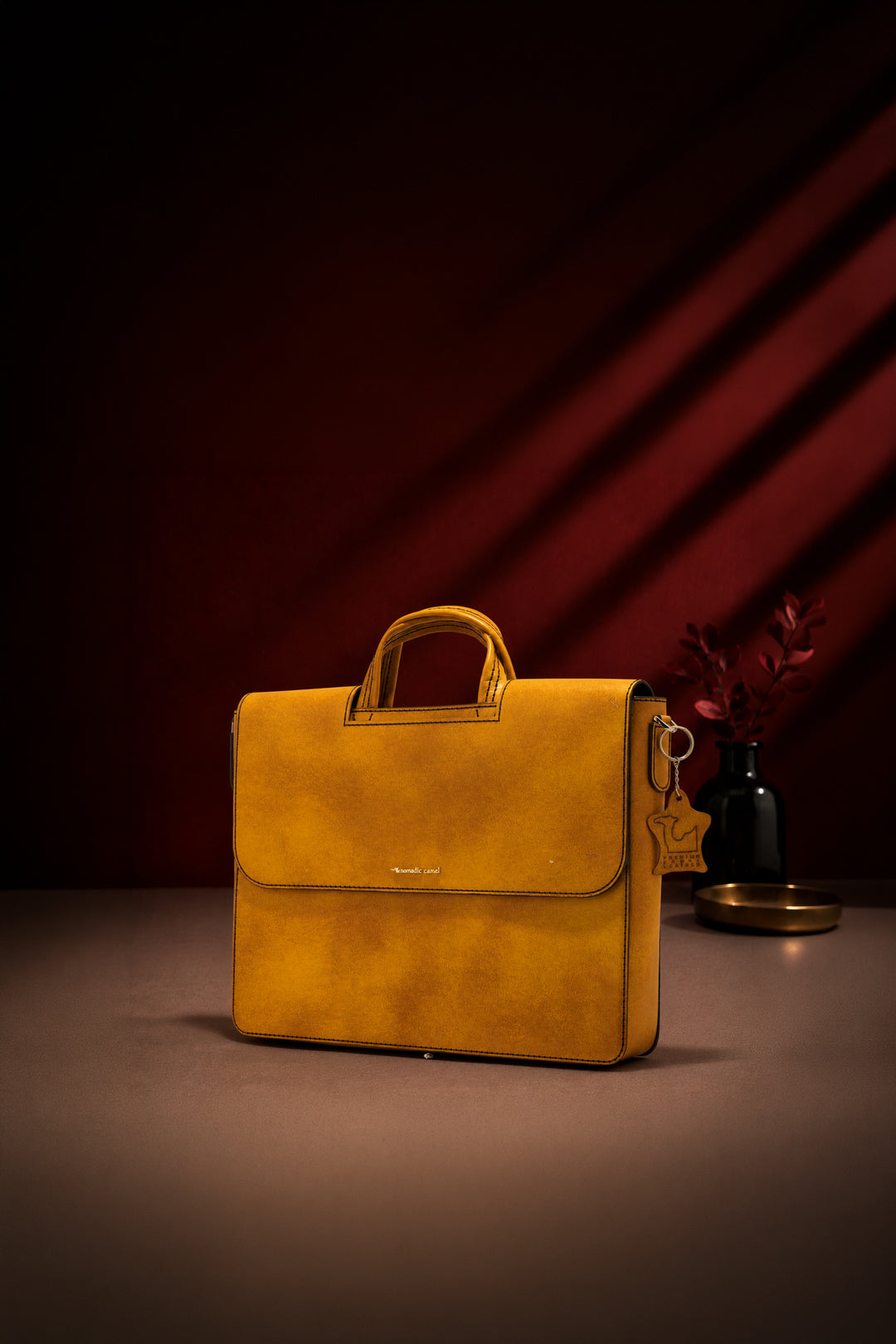 Alfredo Men's Genuine Leather Laptop Bag - Mustard