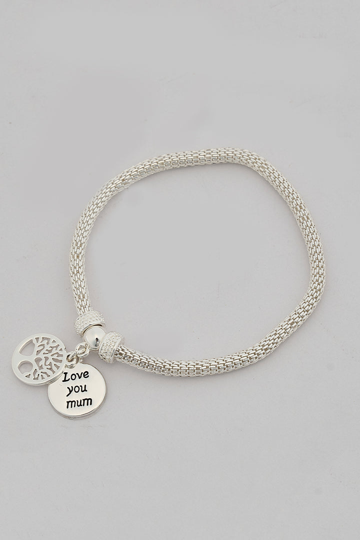 Luv U Mum Sterling Silver Zircon Bracelet