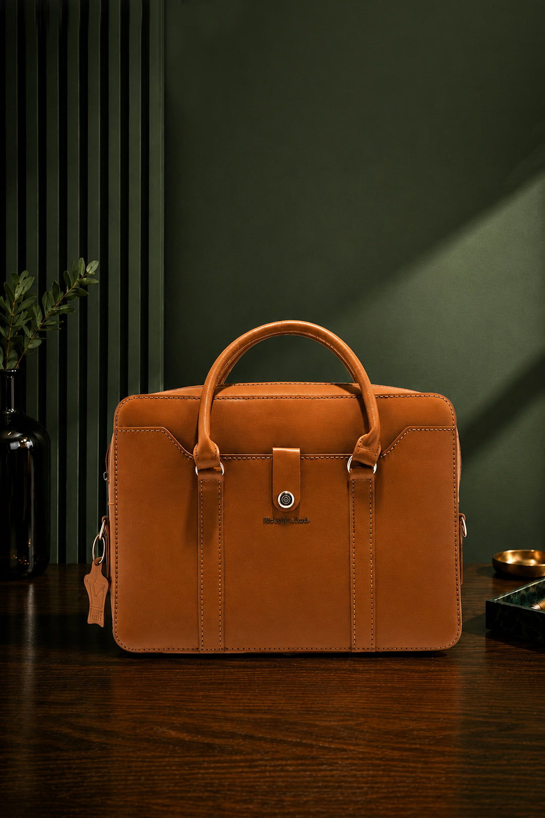 Jessica Genuine Leather Laptop Bag - Tan