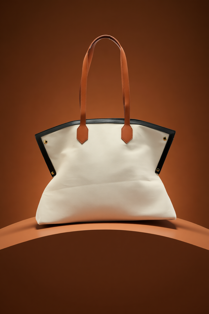 The Chandelier Statement Tote – Ivory, Tan & Black