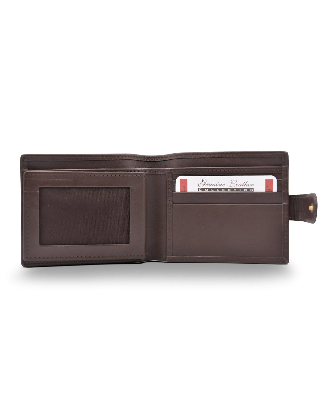 Men's Tri Fold Slim Wallet Soft Brown Genuine Leather RFID Blocking Button Clasp