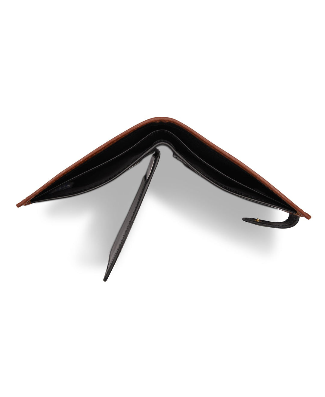 Men's Tri Fold Slim Wallet Grainy Black Tan Genuine Leather RFID Blocking