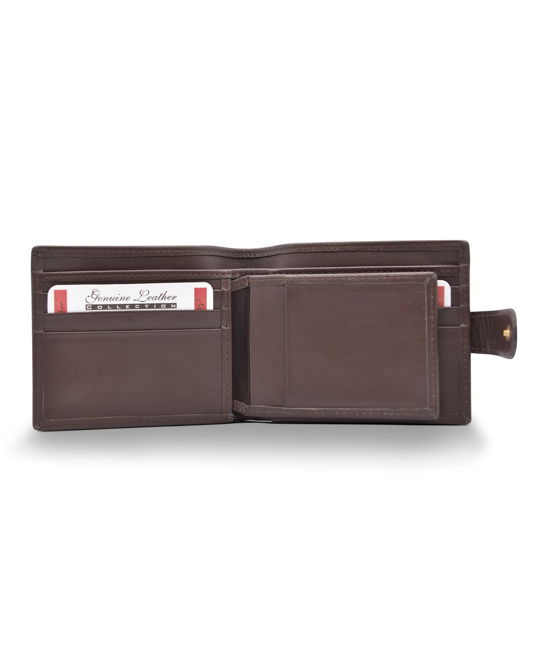 Men's Tri Fold Slim Wallet Soft Brown Genuine Leather RFID Blocking Button Clasp