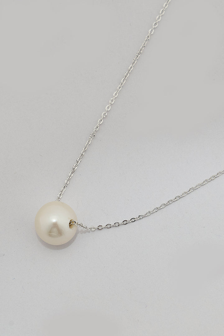 Pearl Drop Sterling Silver Zircon Necklace