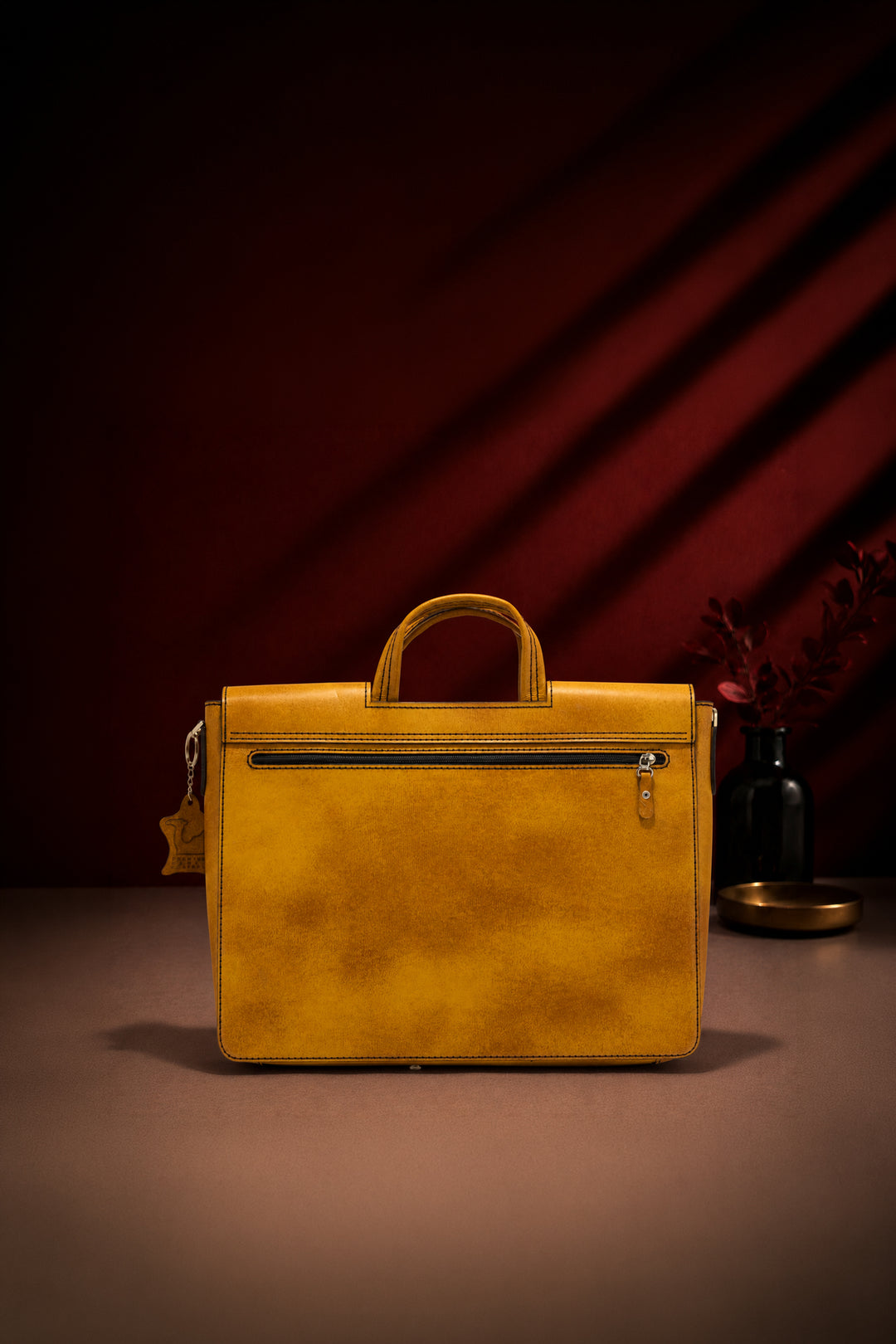 Alfredo Men's Genuine Leather Laptop Bag - Mustard