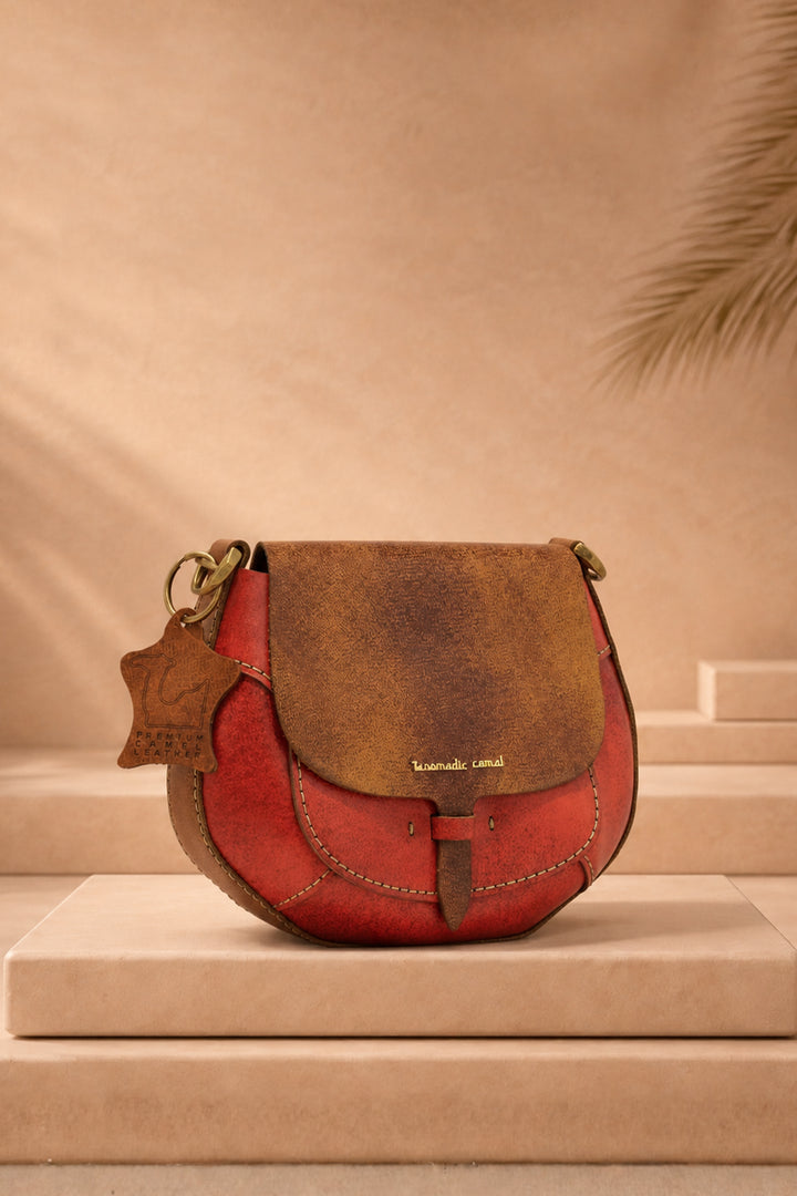 Lina Genuine Leather Handbag - Rust