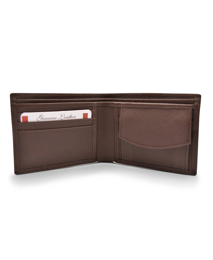 Men's Bi Fold Slim Wallet Metallic Brown Bronze Genuine Leather RFID Blocking