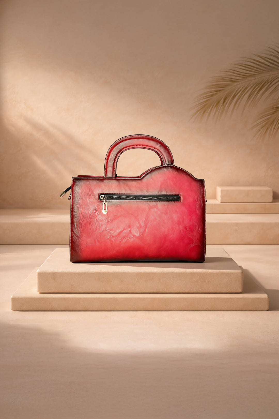 حقيبة يد نسائية من الجلد الطبيعي من ميستيك - أحمر