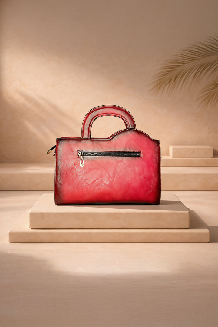 حقيبة يد نسائية من الجلد الطبيعي من ميستيك - أحمر