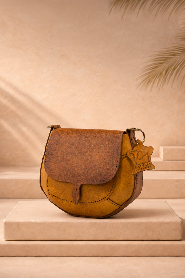 Lina Genuine Leather Handbag - Mustard