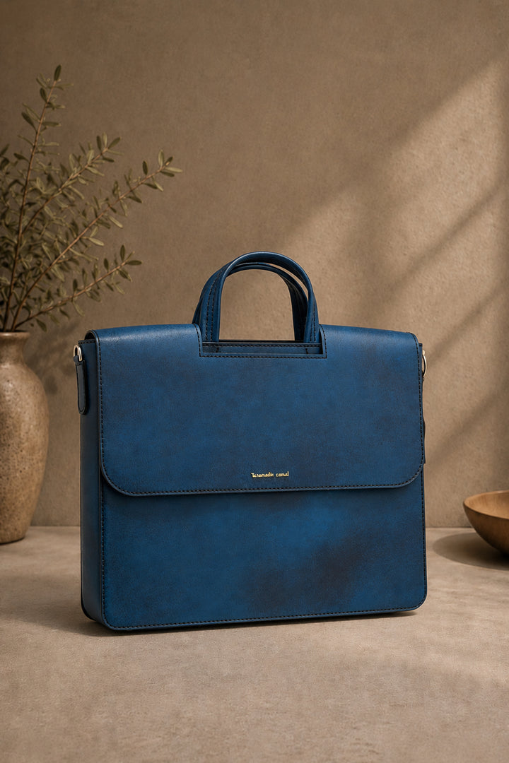 Alfredo Men's Genuine Leather Laptop Bag - Blue