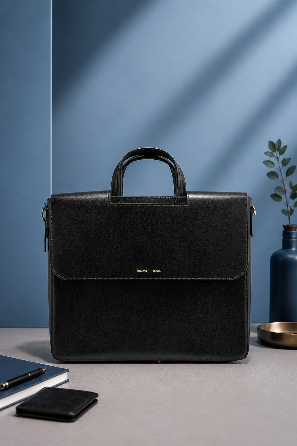 Alfredo Men's Genuine Leather Laptop Bag - Black