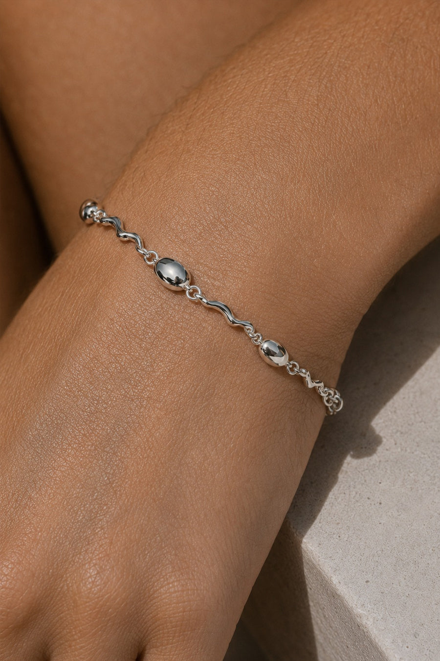 Fluid Sterling Silver Zircon Bracelet