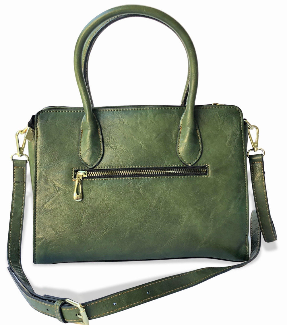 Elegance Women's Genuine Leather Handbag - Hunter Green