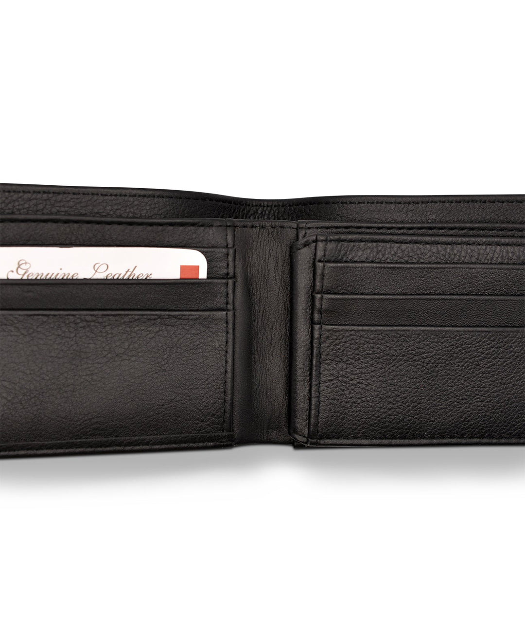 Men's Bi Fold Slim Wallet Soft Black Genuine Leather RFID Blocking