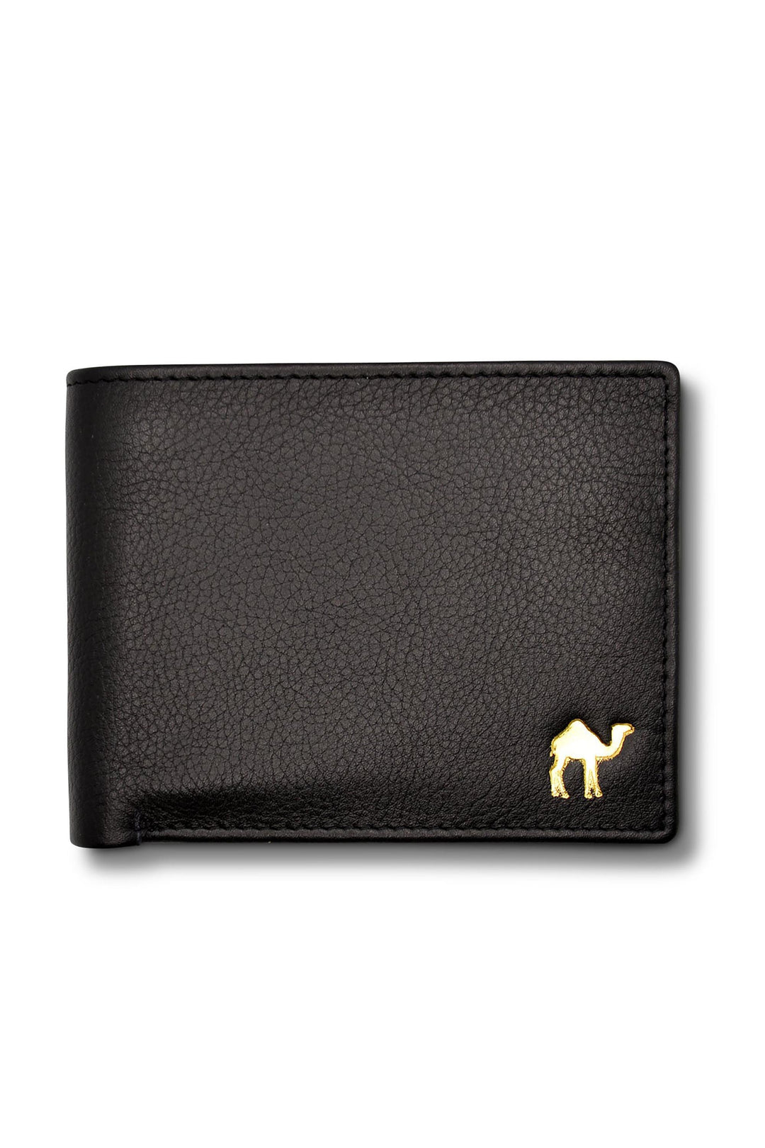 Men's Tri Fold Slim Wallet Grainy Black Genuine Leather RFID Blocking