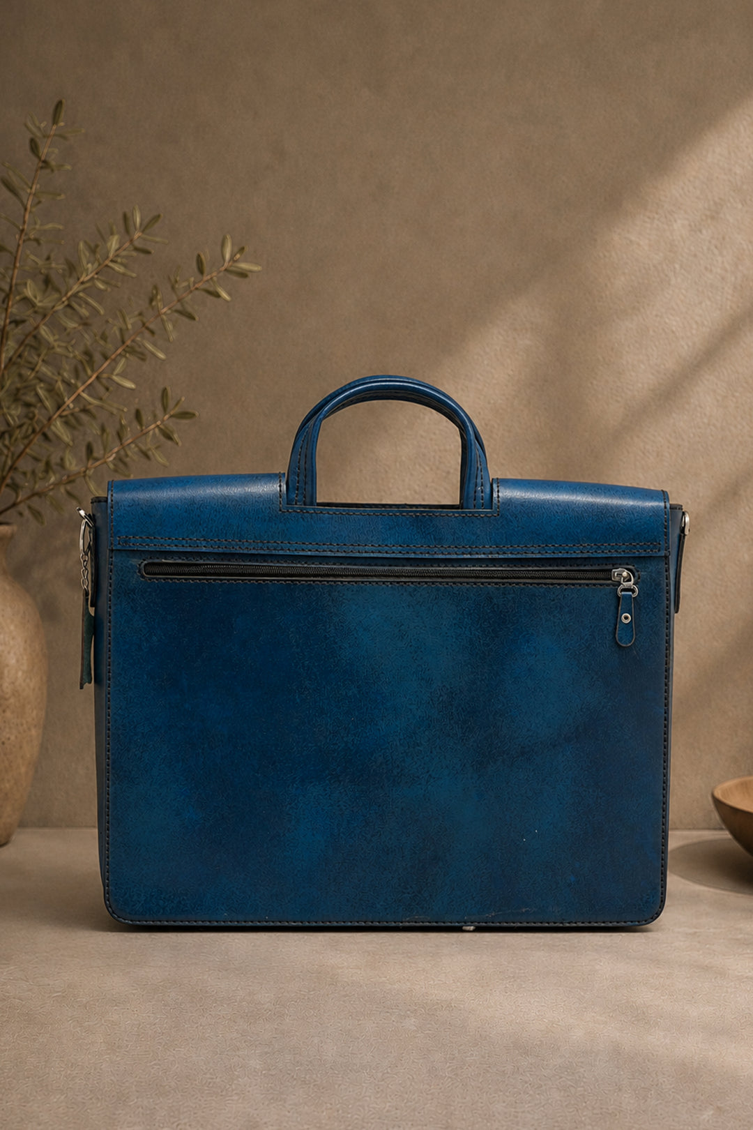 Alfredo Men's Genuine Leather Laptop Bag - Blue