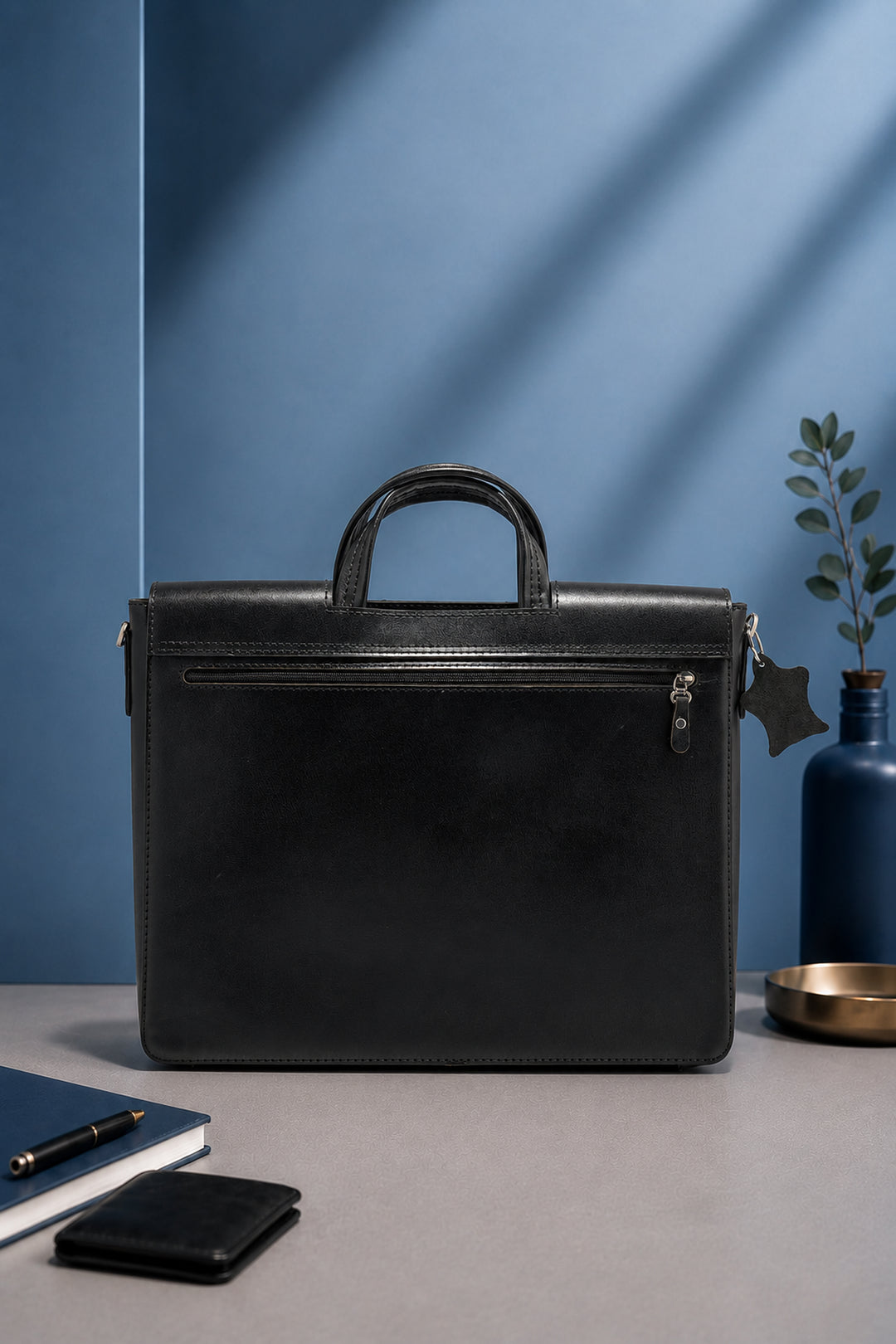 Alfredo Men's Genuine Leather Laptop Bag - Black