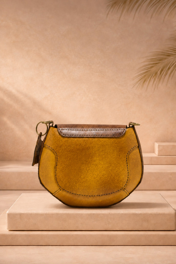 Lina Genuine Leather Handbag - Mustard