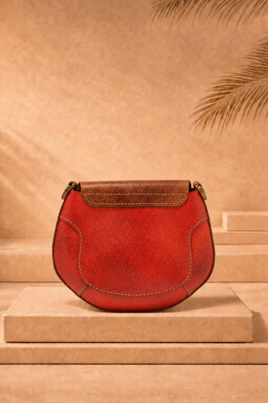 Lina Genuine Leather Handbag - Rust