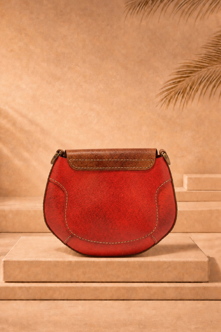 Lina Genuine Leather Handbag - Rust