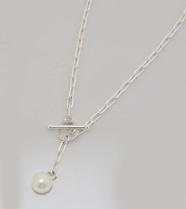 Pearl Sterling Silver Zircon Necklace