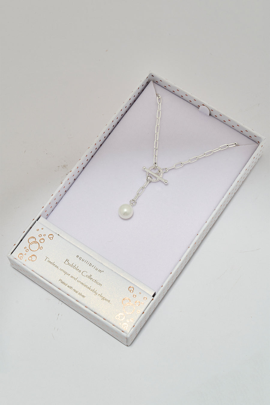 Pearl Drop Sterling Silver Zircon Necklace