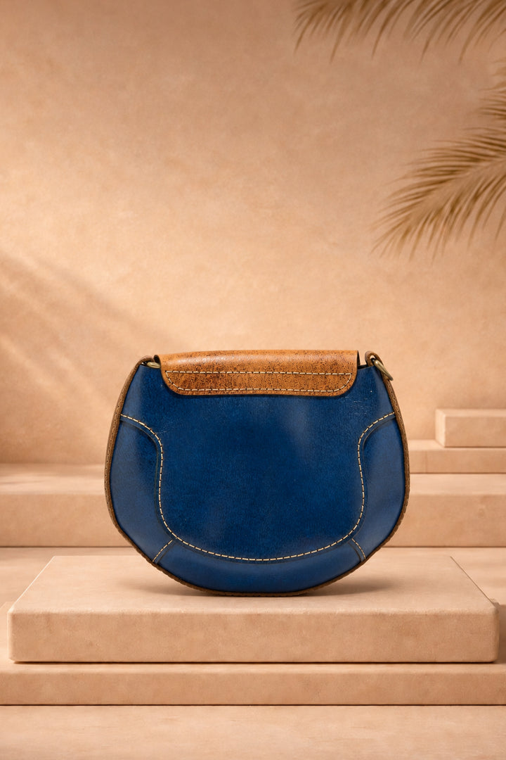 Lina Genuine Leather Handbag - Blue