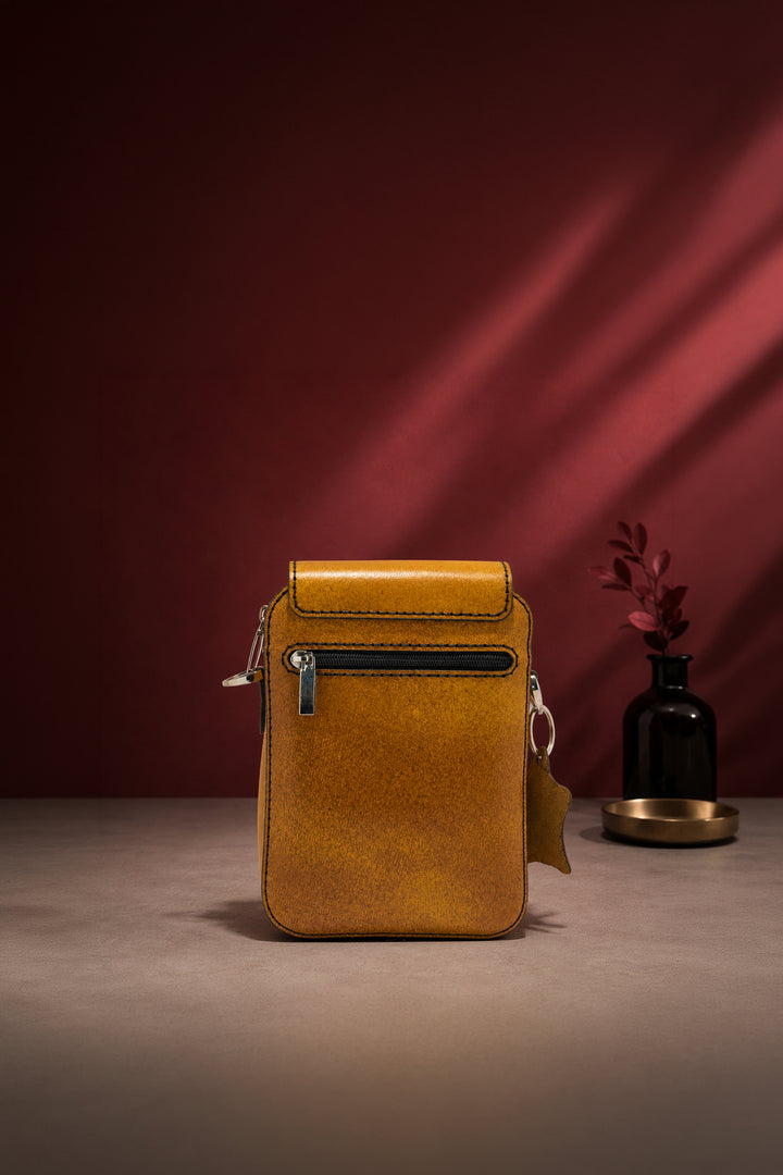 Jordon Men's Genuine Leather Side Messenger Bag - Mustard