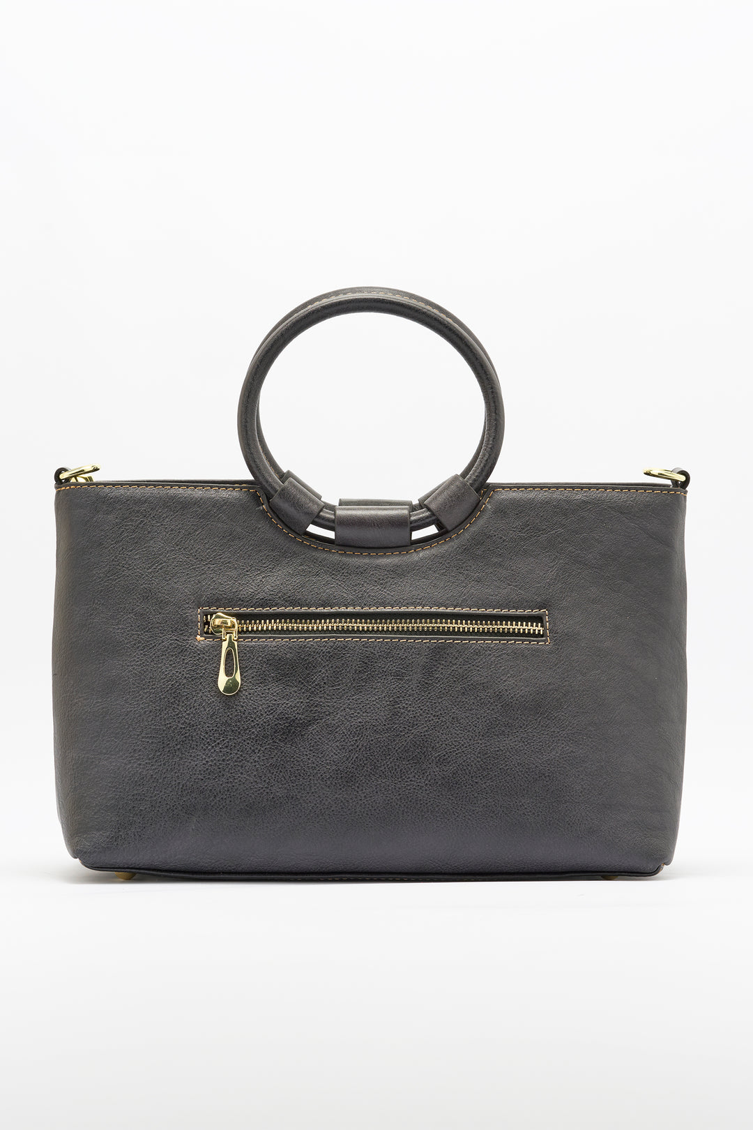 Iconic Women's  Genuine Leather Handbag - Black