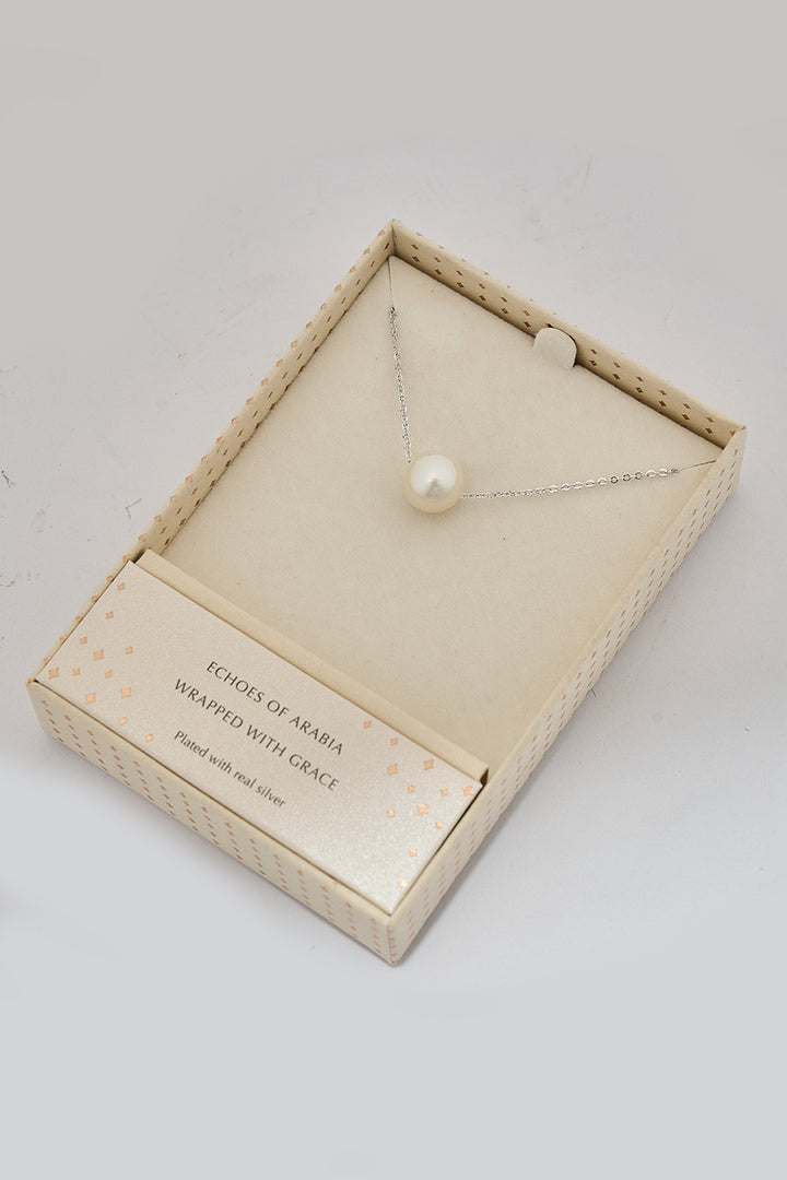 Pearl Drop Sterling Silver Zircon Necklace