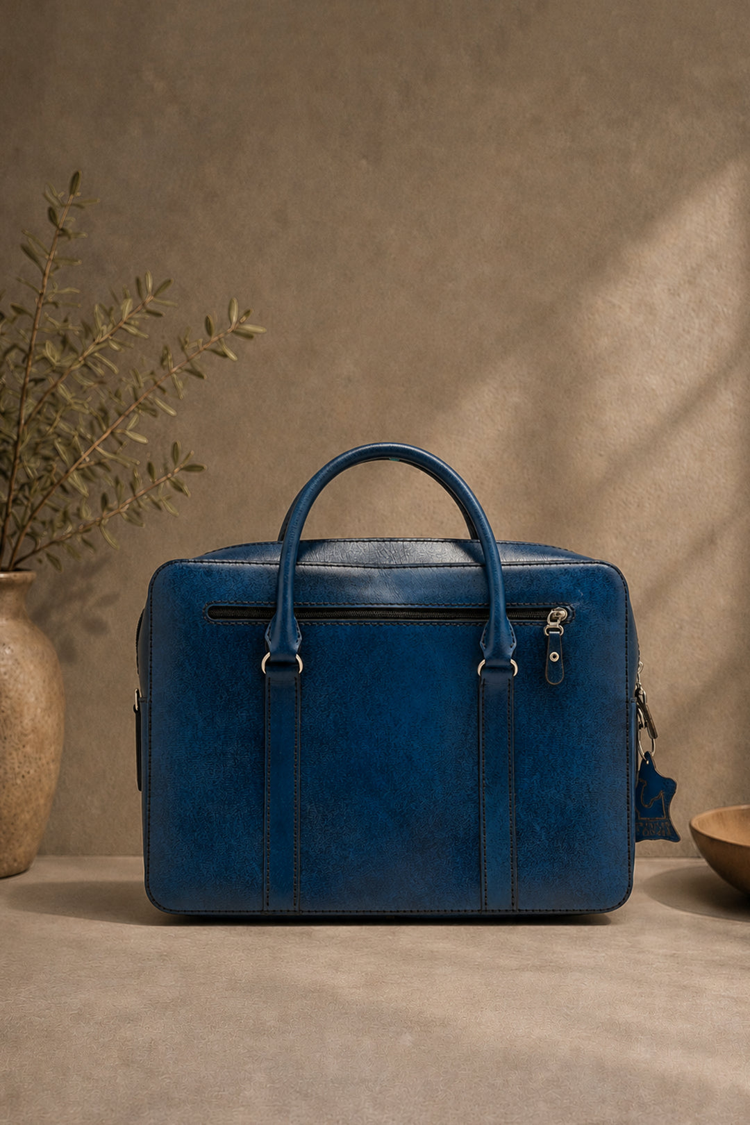 Jessica Genuine Leather Laptop Bag - Blue
