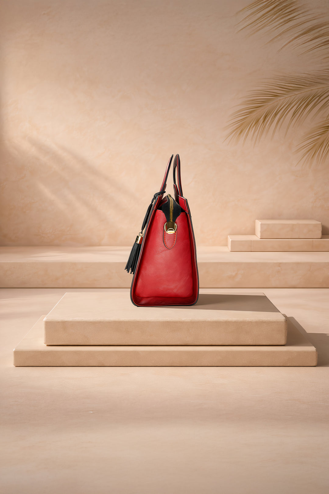 حقيبة يد نسائية من الجلد الطبيعي من ميستيك - أحمر