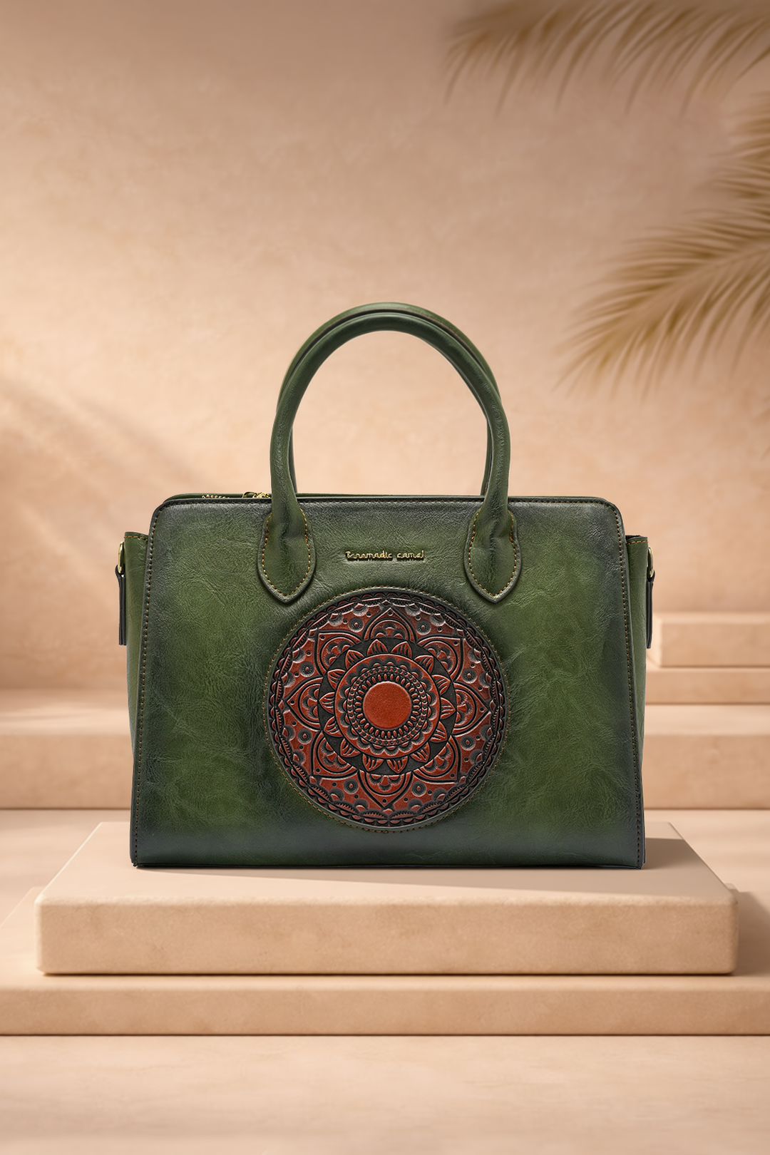Elegance Women's Genuine Leather Handbag - Emerald