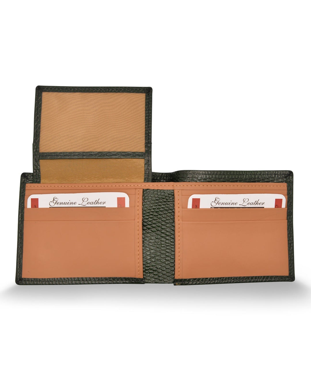 PREMIUM Edition Men's Bi Fold Slim Wallet Olive Green Tone Genuine Leather RFID Blocking