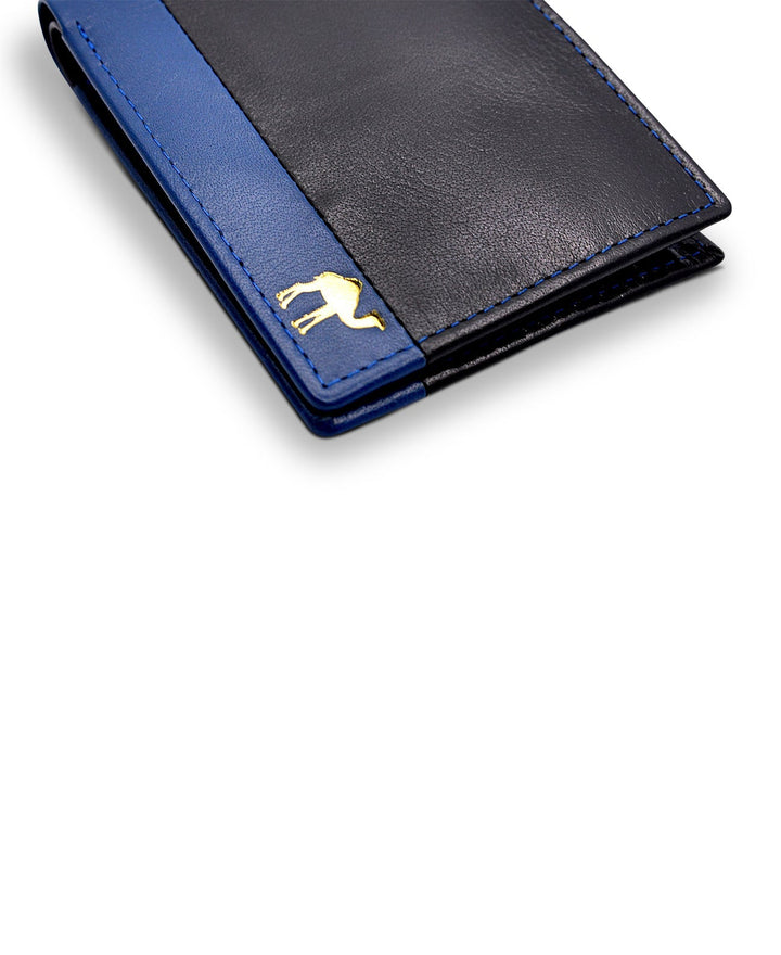 Men's Bi Fold Slim Wallet Soft Black Blue Genuine Leather RFID Blocking